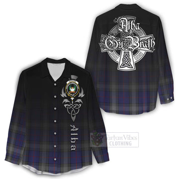 Kinnaird Tartan Women's Casual Shirt Featuring Alba Gu Brath Family Crest Celtic Inspired