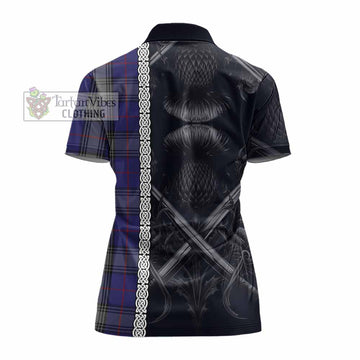 Kinnaird Tartan Women's Polo Shirt with Family Crest Cross Sword Thistle Celtic Vibes