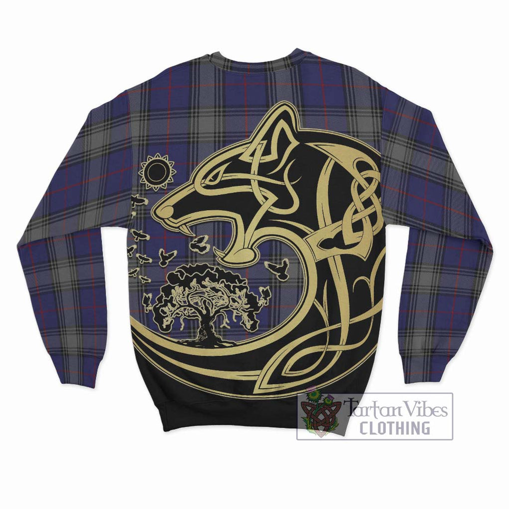 Kinnaird Tartan Sweatshirt with Family Crest Celtic Wolf Style - Tartan Vibes Clothing