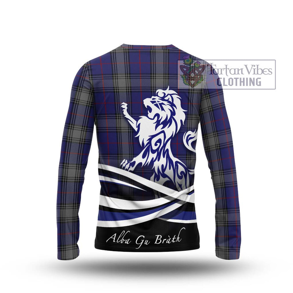 Kinnaird Tartan Long Sleeve T-Shirt with Alba Gu Brath Regal Lion Emblem - Tartanvibesclothing Shop