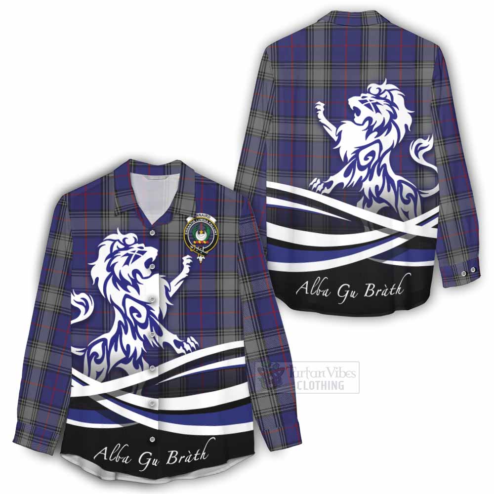 Tartan Vibes Clothing Kinnaird Tartan Women's Casual Shirt with Alba Gu Brath Regal Lion Emblem