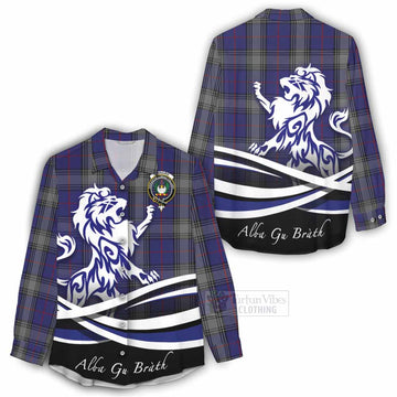 Kinnaird Tartan Women's Casual Shirt with Alba Gu Brath Regal Lion Emblem