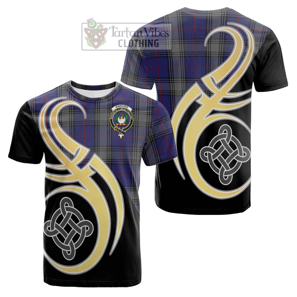 Tartan Vibes Clothing Kinnaird Tartan Cotton T-shirt with Family Crest and Celtic Symbol Style