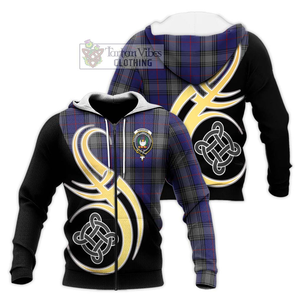 Kinnaird Tartan Knitted Hoodie with Family Crest and Celtic Symbol Style Unisex Knitted Zip Hoodie - Tartan Vibes Clothing