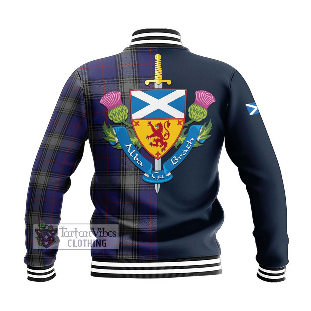 Tartan Vibes Clothing Kinnaird Tartan Baseball Jacket with Scottish Lion Royal Arm Half Style