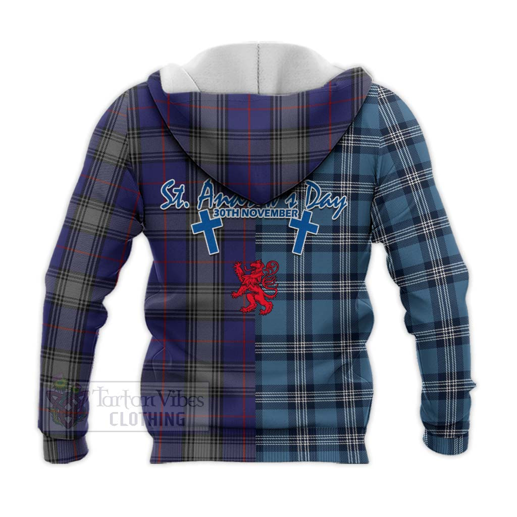 Tartan Vibes Clothing Kinnaird Tartan Knitted Hoodie Happy St. Andrew's Day Half Tartan Style