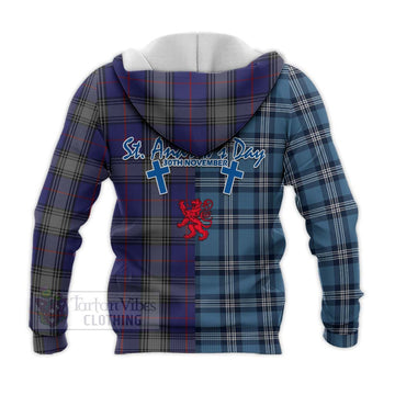 Kinnaird Tartan Knitted Hoodie Happy St. Andrew's Day Half Tartan Style