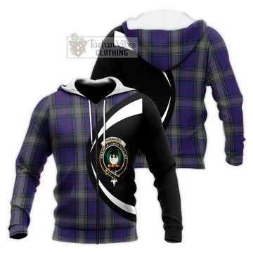 Kinnaird Tartan Knitted Hoodie with Family Crest Circle Style