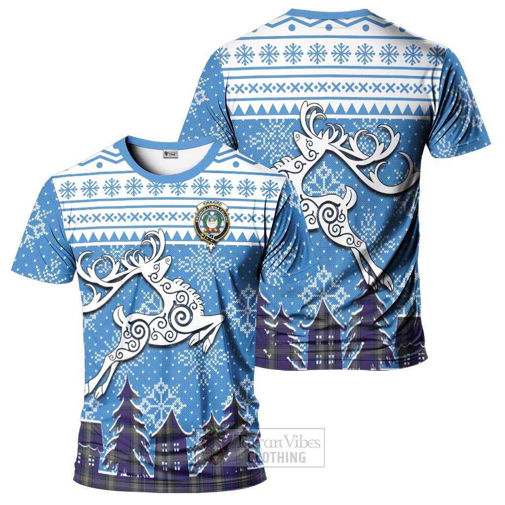 Tartan Vibes Clothing Kinnaird Clan Christmas T-Shirt Celtic Reindeer Style