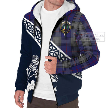 Kinnaird Tartan Sherpa Hoodie Featuring Thistle and Scotland Map