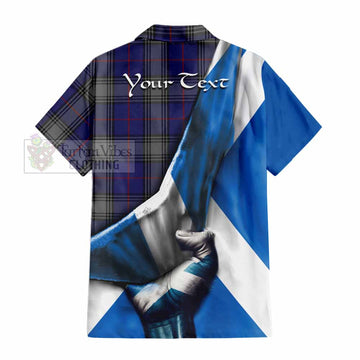 Kinnaird Tartan Short Sleeve Button Shirt with Family Crest Scotland Patriotic Style