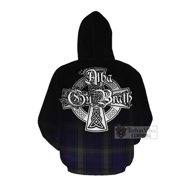 Kinnaird Tartan Cotton Hoodie Featuring Alba Gu Brath Family Crest Celtic Inspired