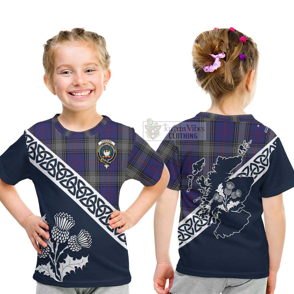 Tartan Vibes Clothing Kinnaird Tartan Kid T-Shirt Featuring Thistle and Scotland Map