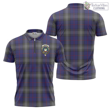 Kinnaird Tartan Zipper Polo Shirt with Family Crest