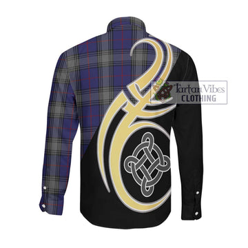 Kinnaird Tartan Long Sleeve Button Shirt with Family Crest and Celtic Symbol Style