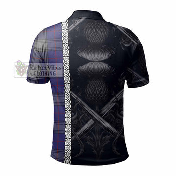 Kinnaird Tartan Polo Shirt with Family Crest Cross Sword Thistle Celtic Vibes