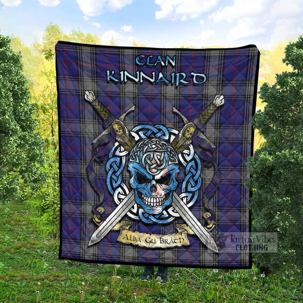 Tartan Vibes Clothing Kinnaird Tartan Quilt with Celtic Skull Alba Gu Brath Style