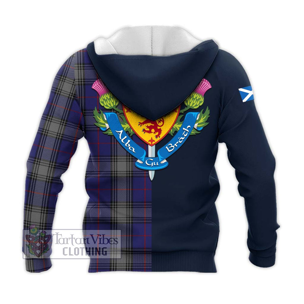 Tartan Vibes Clothing Kinnaird Tartan Knitted Hoodie with Scottish Lion Royal Arm Half Style