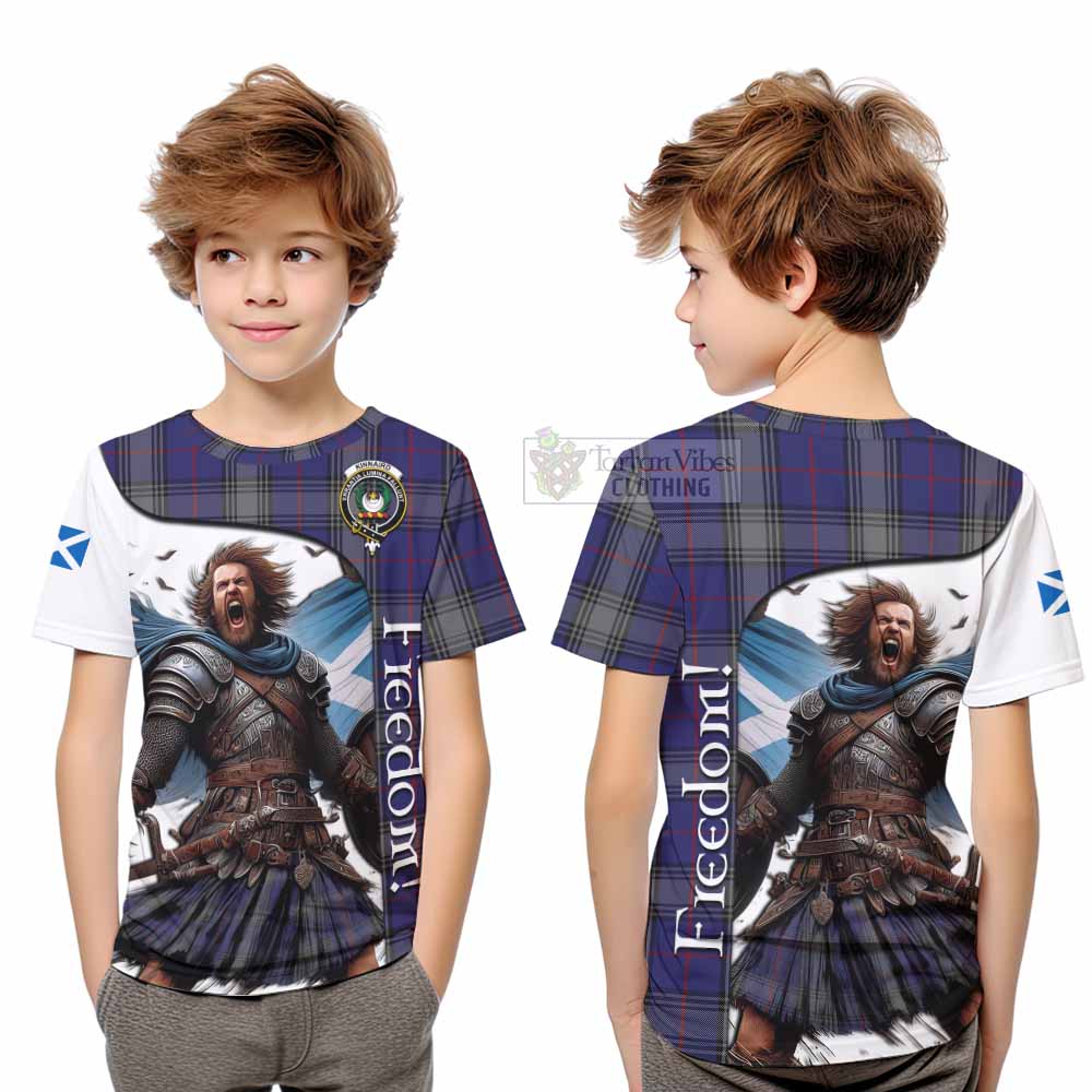 Tartan Vibes Clothing Kinnaird Crest Tartan Kid T-Shirt Inspired by the Freedom of Scottish Warrior