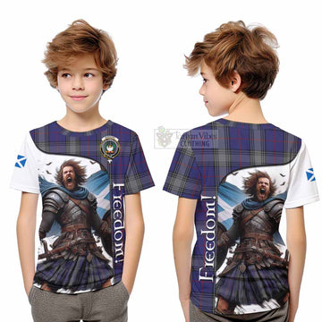 Kinnaird Crest Tartan Kid T-Shirt Inspired by the Freedom of Scottish Warrior