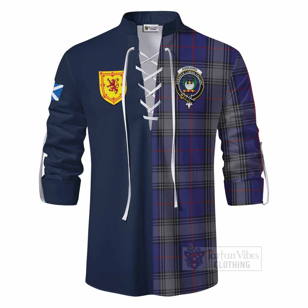 Kinnaird Tartan Ghillie Kilt Shirt Alba with Scottish Lion Royal Arm Half Style