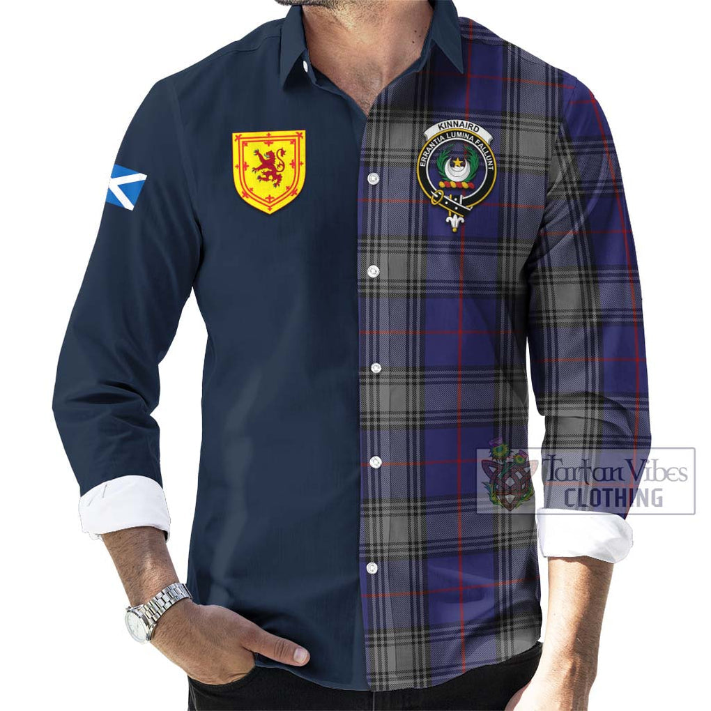 Tartan Vibes Clothing Kinnaird Tartan Long Sleeve Button Shirt with Scottish Lion Royal Arm Half Style