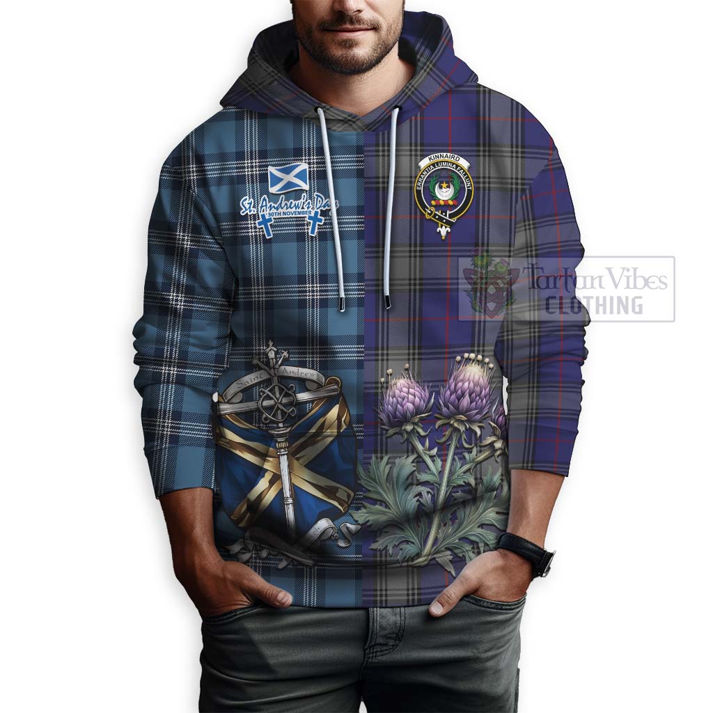 Tartan Vibes Clothing Kinnaird Tartan Hoodie Happy St. Andrew's Day Half Tartan Style