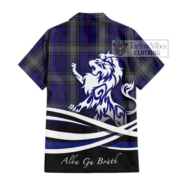 Kinnaird Tartan Short Sleeve Button Shirt with Alba Gu Brath Regal Lion Emblem