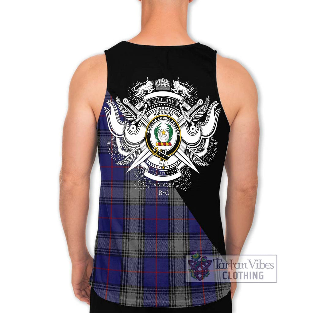 Kinnaird Tartan Men's Tank Top with Family Crest and Military Logo Style - Tartanvibesclothing Shop