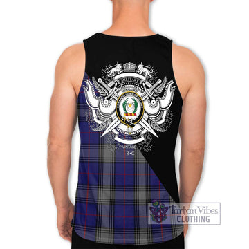 Kinnaird Tartan Men's Tank Top with Family Crest and Military Logo Style