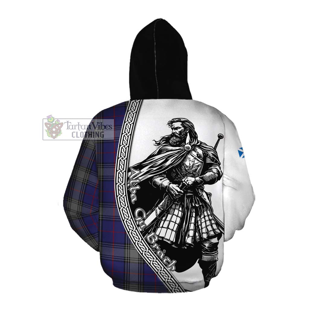 Tartan Vibes Clothing Kinnaird Tartan Clan Crest Cotton Hoodie with Highlander Warrior Celtic Style