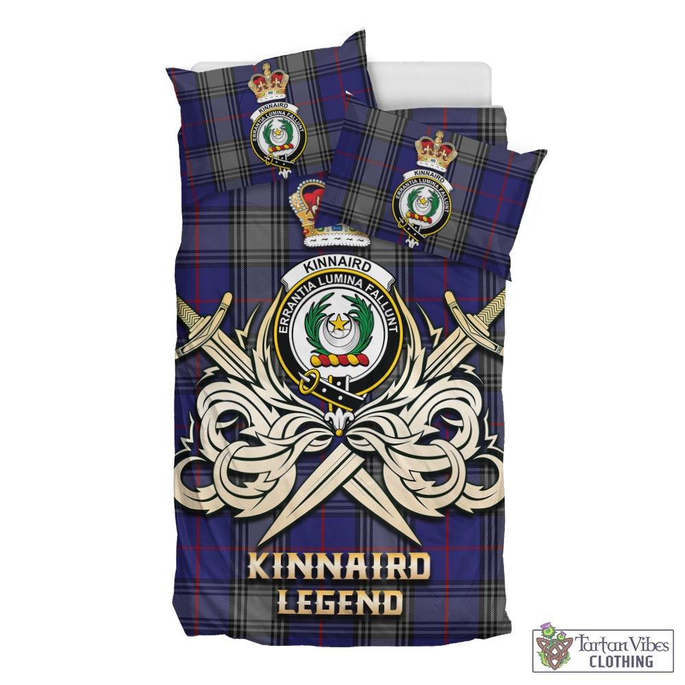 Tartan Vibes Clothing Kinnaird Tartan Bedding Set with Clan Crest and the Golden Sword of Courageous Legacy