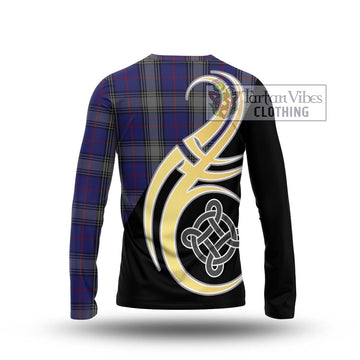 Kinnaird Tartan Long Sleeve T-Shirt with Family Crest and Celtic Symbol Style