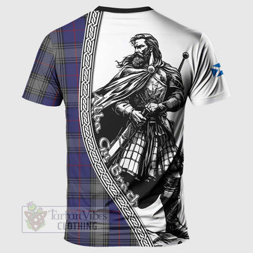 Kinnaird Tartan Clan Crest T-Shirt with Highlander Warrior Celtic Style