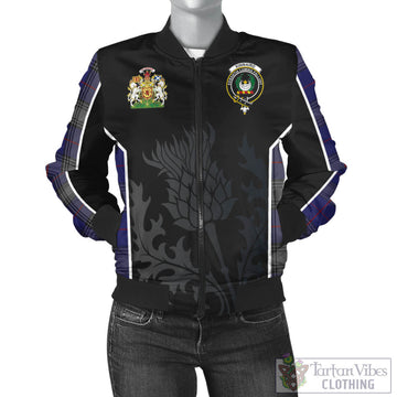 Kinnaird Tartan Bomber Jacket with Family Crest and Scottish Thistle Vibes Sport Style