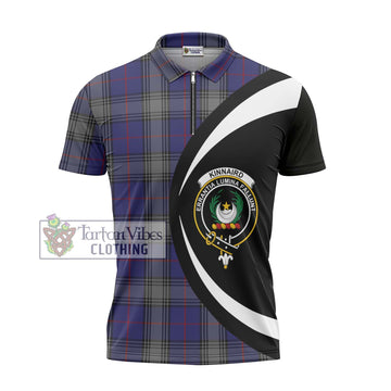 Kinnaird Tartan Zipper Polo Shirt with Family Crest Circle Style