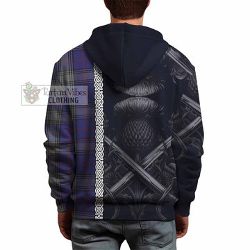 Kinnaird Tartan Hoodie with Family Crest Cross Sword Thistle Celtic Vibes