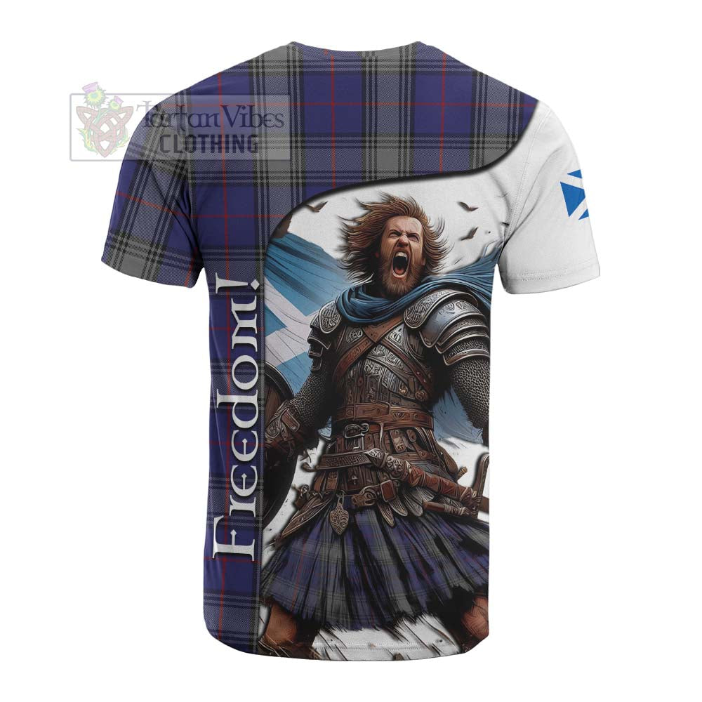 Tartan Vibes Clothing Kinnaird Crest Tartan Cotton T-shirt Inspired by the Freedom of Scottish Warrior