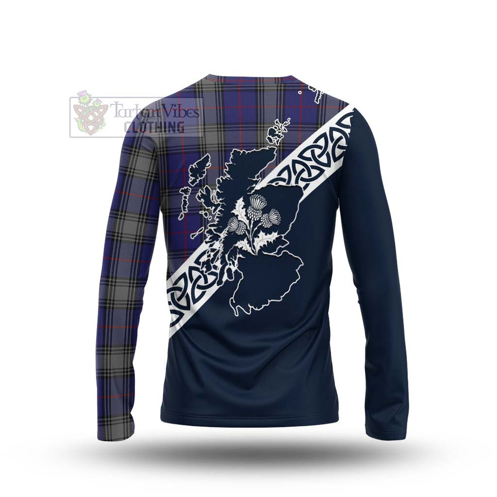 Tartan Vibes Clothing Kinnaird Tartan Long Sleeve T-Shirt Featuring Thistle and Scotland Map