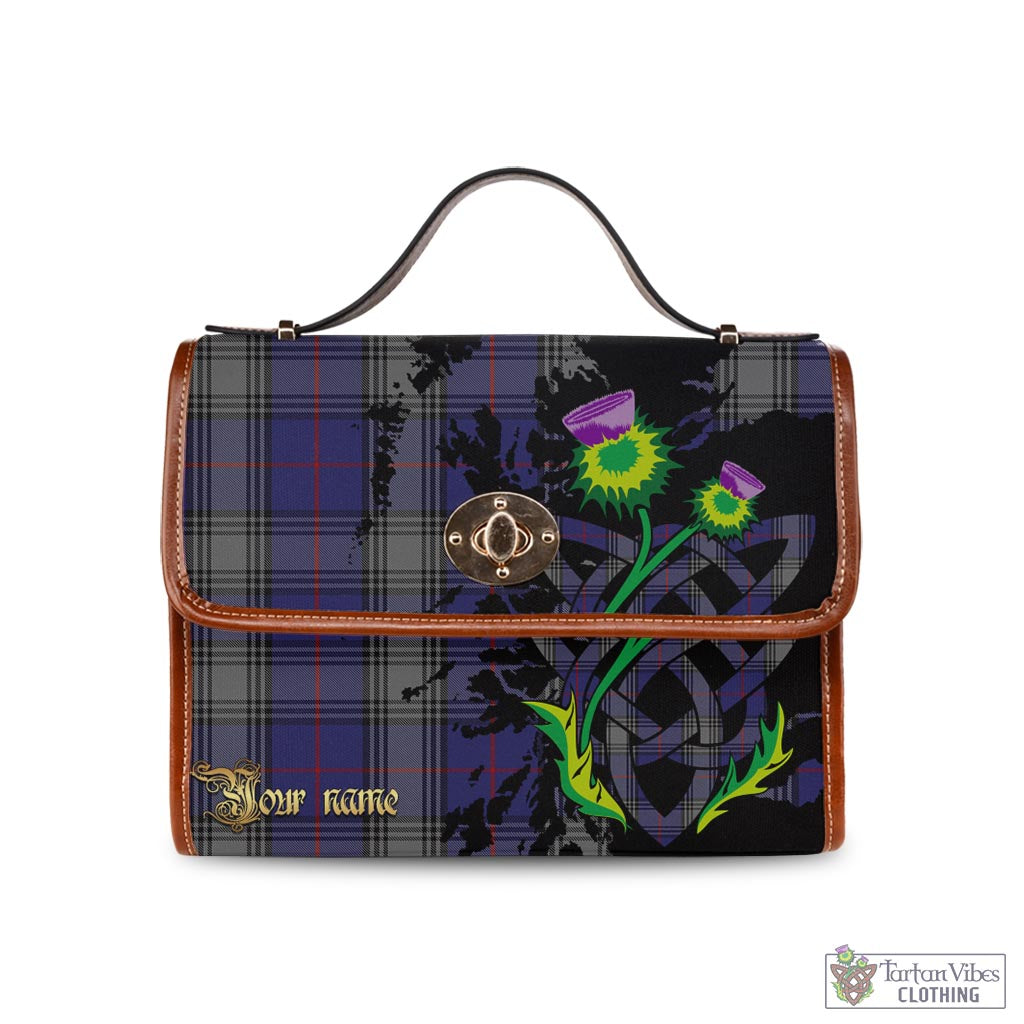 Tartan Vibes Clothing Kinnaird Tartan Waterproof Canvas Bag with Scotland Map and Thistle Celtic Accents