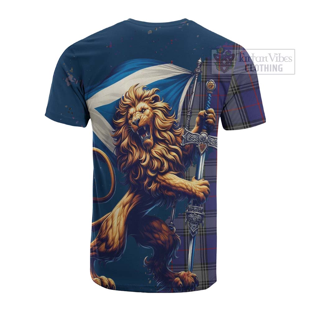 Tartan Vibes Clothing Kinnaird Tartan Family Crest Cotton T-shirt with Scottish Majestic Lion