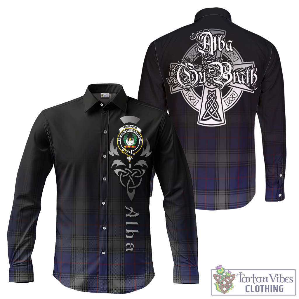 Tartan Vibes Clothing Kinnaird Tartan Long Sleeve Button Up Featuring Alba Gu Brath Family Crest Celtic Inspired