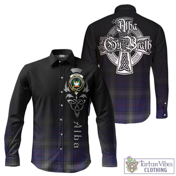 Kinnaird Tartan Long Sleeve Button Up Featuring Alba Gu Brath Family Crest Celtic Inspired