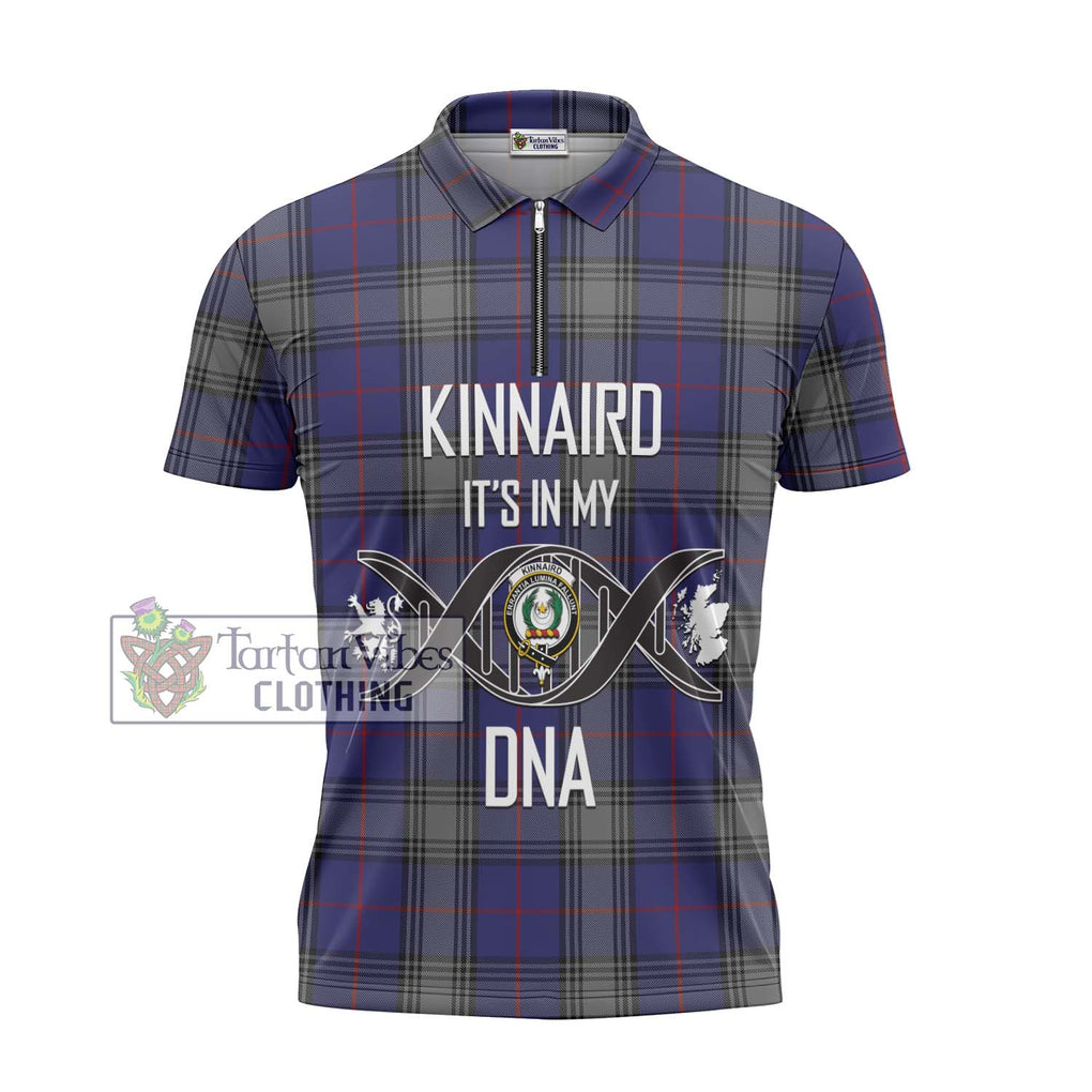 Kinnaird Tartan Zipper Polo Shirt with Family Crest DNA In Me Style - Tartanvibesclothing Shop