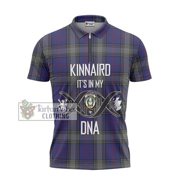 Kinnaird Tartan Zipper Polo Shirt with Family Crest DNA In Me Style