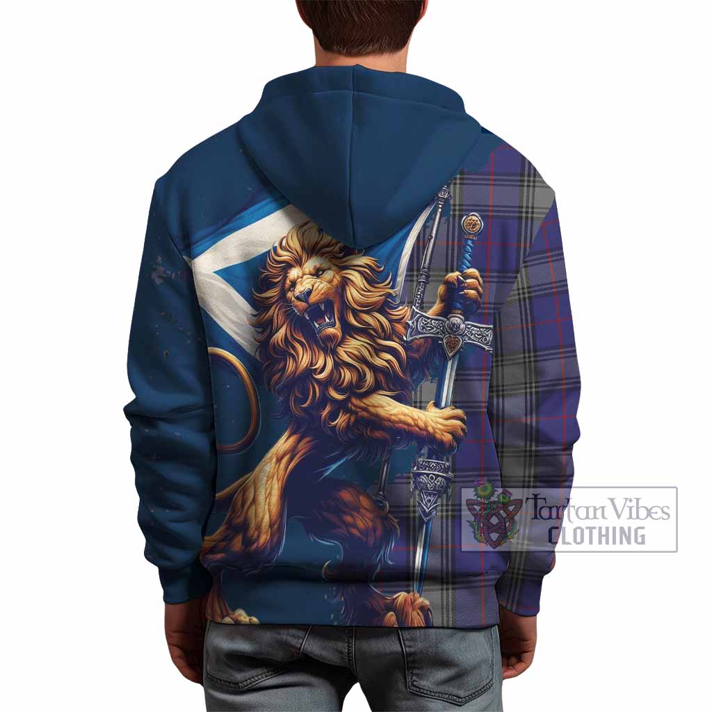 Kinnaird Tartan Family Crest Hoodie with Scottish Majestic Lion