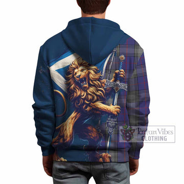 Kinnaird Tartan Family Crest Hoodie with Scottish Majestic Lion