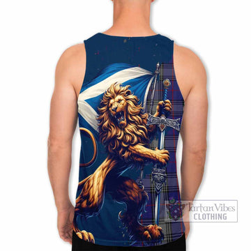 Kinnaird Tartan Family Crest Men's Tank Top with Scottish Majestic Lion