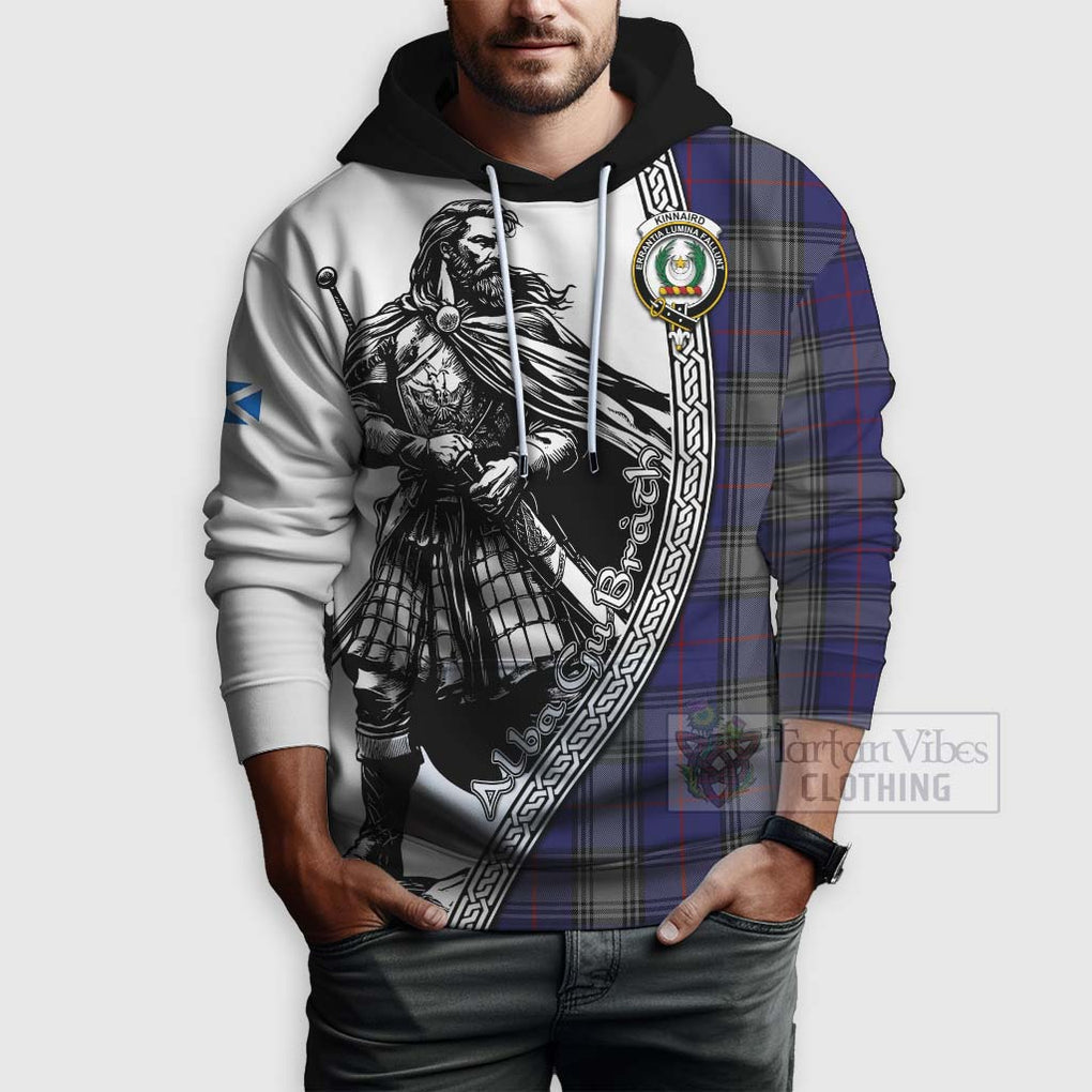 Tartan Vibes Clothing Kinnaird Tartan Clan Crest Hoodie with Highlander Warrior Celtic Style