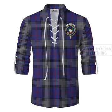 Kinnaird Tartan Ghillie Kilt Shirt with Family Crest Celtic Skull Style